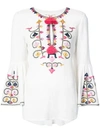 FIGUE FIGUE TASSEL-EMBELLISHED EMBROIDERED BLOUSE - WHITE,2181129212593537