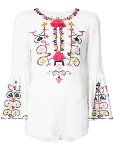 Figue Tassel-embellished Embroidered Blouse - White
