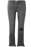 CURRENT ELLIOTT THE CROPPED DISTRESSED MID-RISE STRAIGHT-LEG JEANS