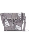ALEXANDER WANG WOMAN CHAIN-EMBELLISHED PATCHWORK LEATHER AND SUEDE SHOULDER BAG TAUPE,GB 7789028784798639