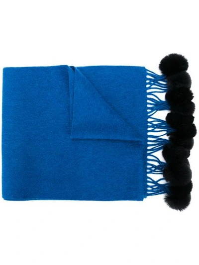 N•peal 绒球针织围巾 In Blue