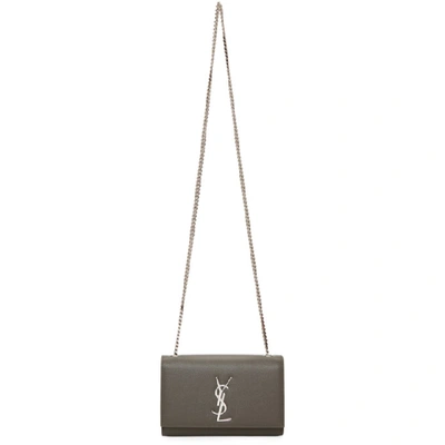 Saint Laurent Kate Monogram Ysl Small Chain Shoulder Bag In 1202 Graine/gris
