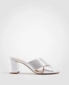 ANN TAYLOR HONOR METALLIC LEATHER HEELED SANDALS,458361