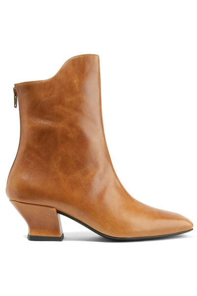 Dorateymur Han Textured-leather Ankle Boots In Brown