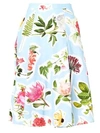 CAROLINA HERRERA Floral A-Line Skirt