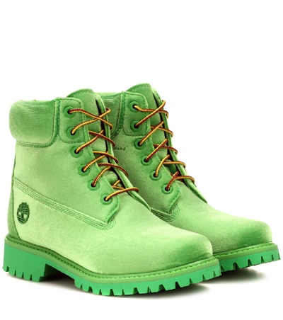 Off-white X Timberland Velvet Ankle Boots In Green | ModeSens