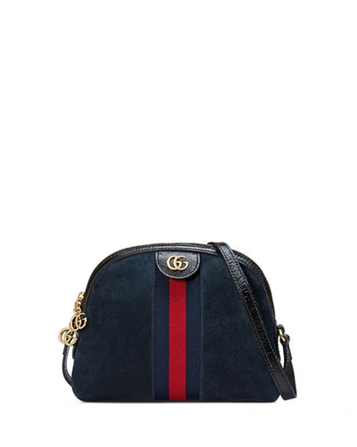 Gucci Linea Dragoni Suede Small Chain Shoulder Bag In Black