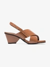 REIKE NEN REIKE NEN BROWN 60 PATENT LEATHER CROSS-OVER SANDALS,RI2SH01312578604