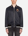 DOLCE & GABBANA NYLON BOMBER JACKET WITH PATCHES,G9KJ8ZG7NLEN0000