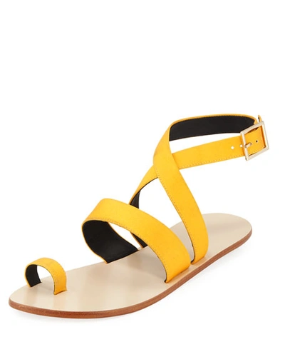 Tibi Hallie Satin Ankle-wrap Sandal In Sunray