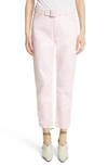 Off-white Belted Straight-leg Cropped Jeans In Pink White