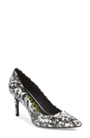 Calvin Klein 'gayle' Pointy Toe Pump In Black/ White Leather