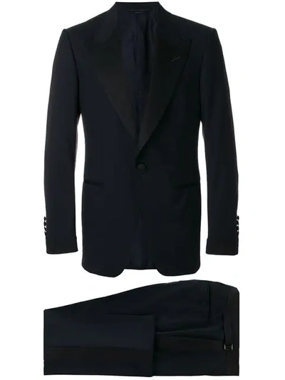 Tom Ford Fitted Waist Suit In Blue
