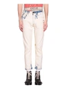 GUCCI COTTON DENIM BLEACHED EMBROIDERED JEANS,10526947