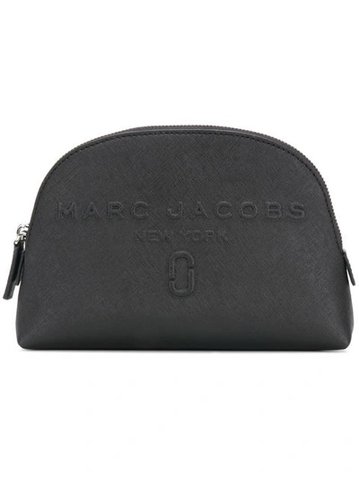 Marc Jacobs Logo Embossed Leather Cosmetics Bag In Black