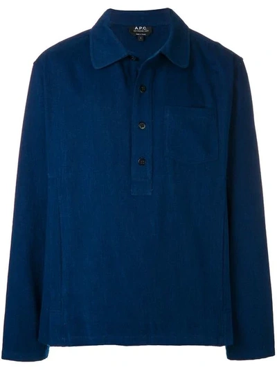 Apc Liquette Haddock Cotton-twill Shirt In Blue