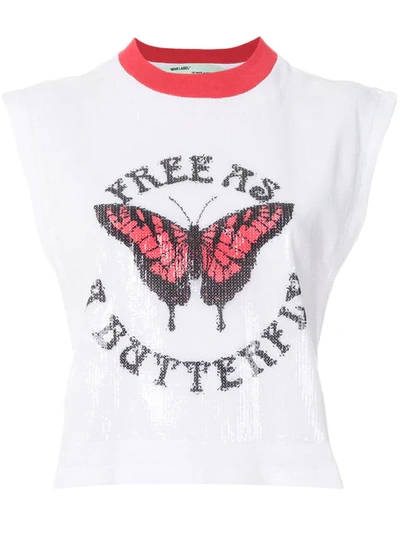 Off-white Butterfly Gym Tank Top In White Red