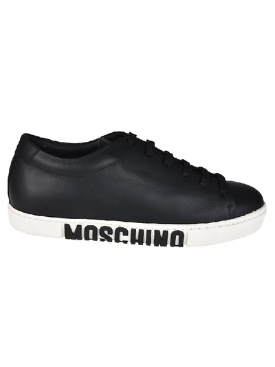 Moschino Logo Embossed Sneakers In Black