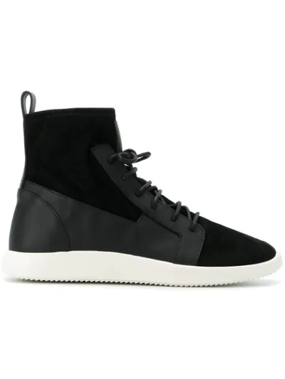 Giuseppe Zanotti Suede High Top Sneaker Boot In Black