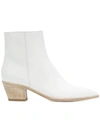 Gianvito Rossi Embroidered Leather Western Ankle Boots In White