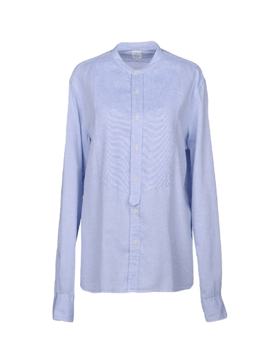 Authentic Original Vintage Style Patterned Shirts & Blouses In Sky Blue