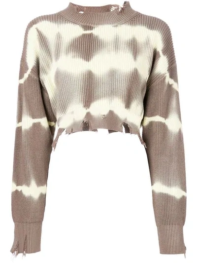 Msgm Tie-dye Ragged Jumper In Neutrals