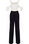 BADGLEY MISCHKA WOMAN COLD-SHOULDER TWO-TONE CADY JUMPSUIT WHITE,AU 7789028783648154