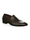 To Boot New York Textured Leather Penny Loafers In Brown