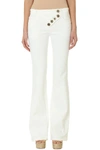 Chloé White Asymmetrical Button Jeans In White