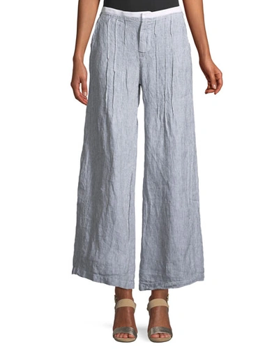 Xcvi Ebba Pinstriped Linen Pants, Plus Size In White