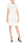 SANDRO KNIT EYELET FIT & FLARE DRESS,R2383E