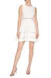 SANDRO BLEU GRIS EYELET FIT & FLARE DRESS,R5441E