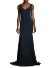THEIA Jeweled Crystal Embroidered Tulle Gown,0400096060999