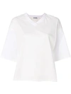 JIL SANDER JIL SANDER LOOSE V-NECK T-SHIRT - WHITE,JSPM705013WM247608B12747217