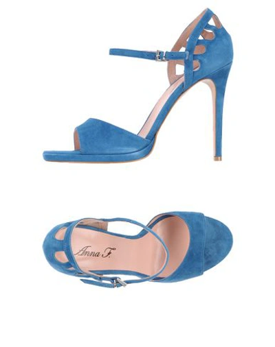 Anna F Sandals In Pastel Blue