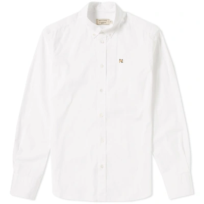 Maison Kitsuné Button Down Fox Head Poplin Shirt In White
