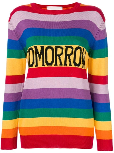 Alberta Ferretti Tomorrow Striped-cotton Sweater In Multicolor