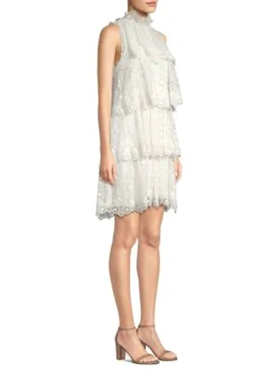 Rebecca Taylor Tiered Sleeveless Pinwheel Eyelet Dress In Snow