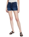 Frame Distressed Denim Shorts In Blue