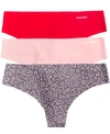 Calvin Klein Invisibles Thong 3-pack Qd3558 In Multi