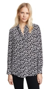 Equipment Essential Heart-print Blouse In True Black/bright White
