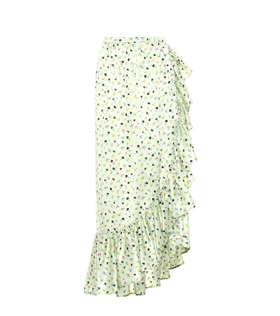Attico Floral-printed Silk Skirt In Green