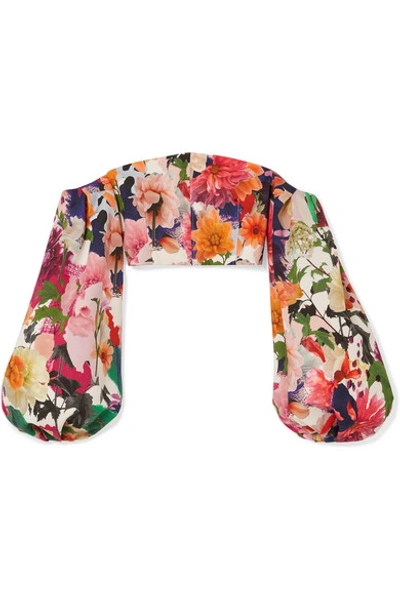 Cushnie Et Ochs Carlita Cropped Off-the-shoulder Floral-print Cady Top