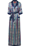 F.R.S FOR RESTLESS SLEEPERS EURINOME BELTED PRINTED COTTON AND SILK-BLEND MAXI DRESS