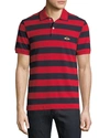 Gucci Striped Bee-embroidered Polo Shirt, Red/blue