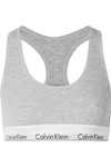 Calvin Klein Underwear Modern Cotton Ribbed Stretch Modal-blend Soft-cup Bra In Light Gray