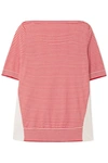 MONCLER TWIST STRIPED COTTON AND SATIN-SHELL TOP