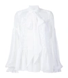 GIVENCHY Pussy-Bow Lace-Embroidered Silk Blouse,GY37P602