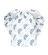 ROSIE ASSOULIN White/Purple Floral Ruffle Top,ROS37P2W