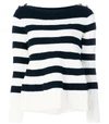 SACAI Black/White Striped Sweater,SAC37P41